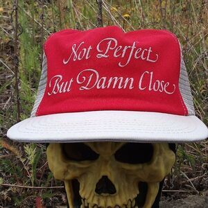 Vintage Not Perfect But Damn Close Snap Back Trucker Hat